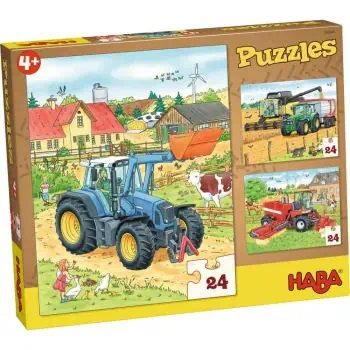 3 Puzzles Tratores 24 Peças - Haba