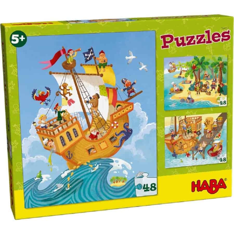3 Puzzles Piratas 48 Peças - Haba