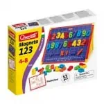 Aprenda os números de forma divertida com o Quadro Magneta 123! Com dois lados magnéticos, 53 algarismos magnéticos e sinais de diferentes cores