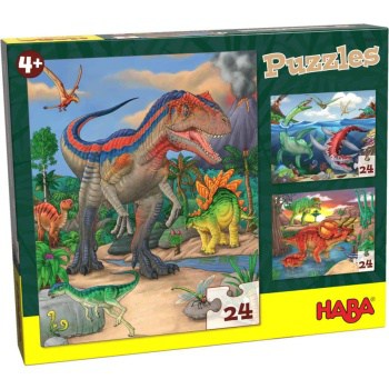3 Puzzles Dinossauro 24 peças - Haba
