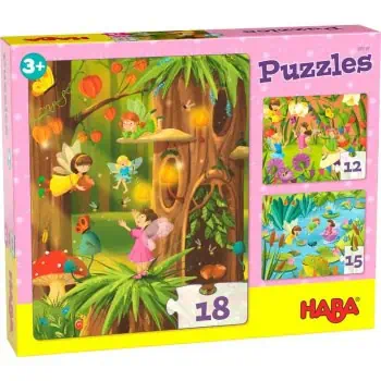 3 Puzzles Fadas Brilhantes 15 Peças - Haba