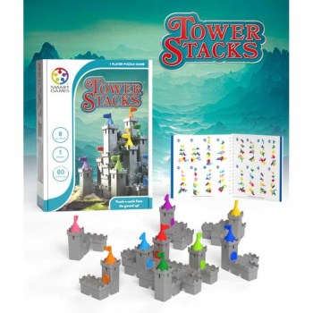Jogo Tower Stacks da SmartGames. Jogo de lógica e raciocínio com vários níveis de dificuldade, para jogar individualmente.