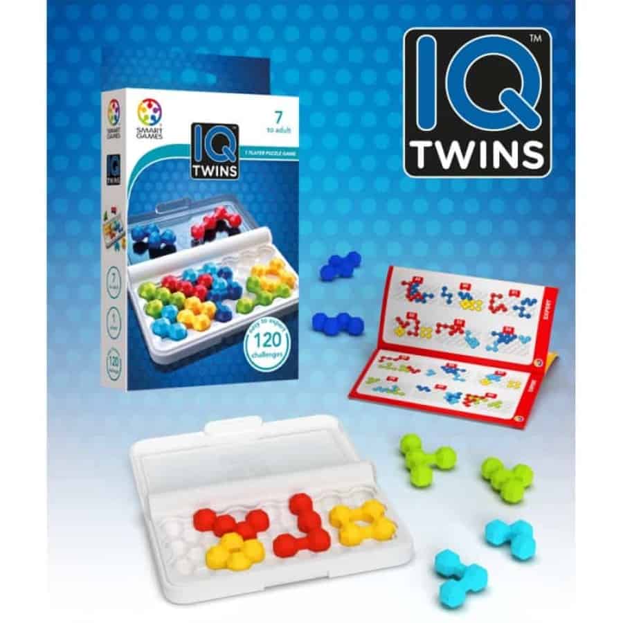 Jogo IQ Twins - SmartGames Jogo IQ Twins, dois (não exatamente) do mesmo tipo! É isso mesmo, as peças do jogo IQ Twins são mesmo muito parecidas, mas não são iguais! Experimentem este novo nível de desafio lógico enquanto jogam IQ Twins e treinam a concentração. Vamos a isso!