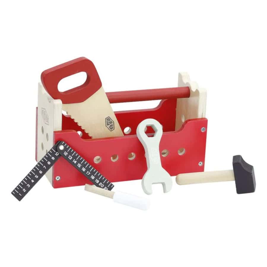 Caixa de ferramentas reversível - VILAC A Caixa de Ferramentas Reversível Atelier da Vilac, é uma perfeita bancada de trabalho. Seguindo os modelos fornecidos, as crianças podem construir os seus próprios brinquedos. Este é um brinquedo super original, criativo e estimulante para crianças que gostam de construir e reconstruir, fazendo a cada dia uma nova descoberta.