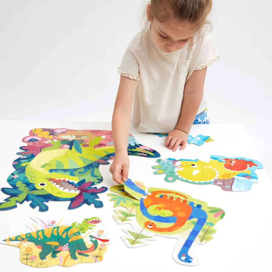Puzzles Hands at Play Dinossauros - Banana Panda Puzzles Hands at Play Dinossauros - 4 puzzles progressivos - Banana Panda