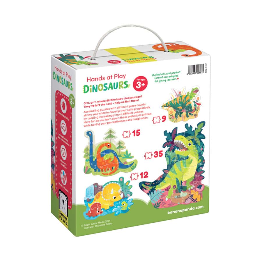 Puzzles Hands at Play Dinossauros - Banana Panda Puzzles Hands at Play Dinossauros - 4 puzzles progressivos - Banana Panda