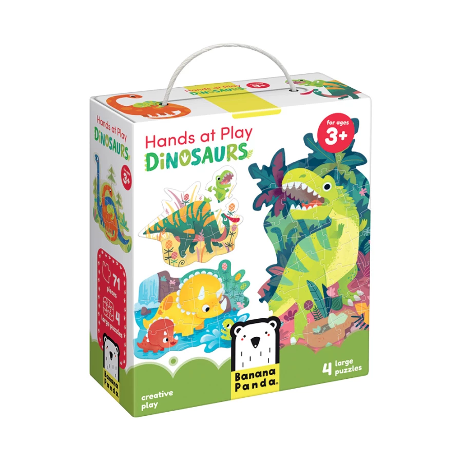 Puzzles Hands at Play Dinossauros - 4 puzzles progressivos - Banana Panda