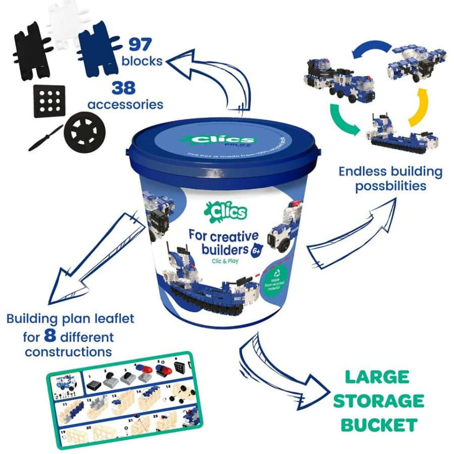 Clics Balde 8 em 1 Police Edition Clics Balde 8 em 1 Police Edition